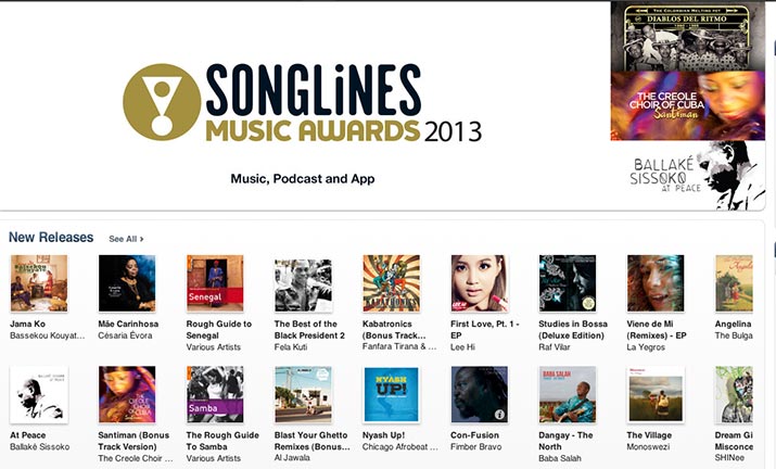 Songlines Music awards in itunes